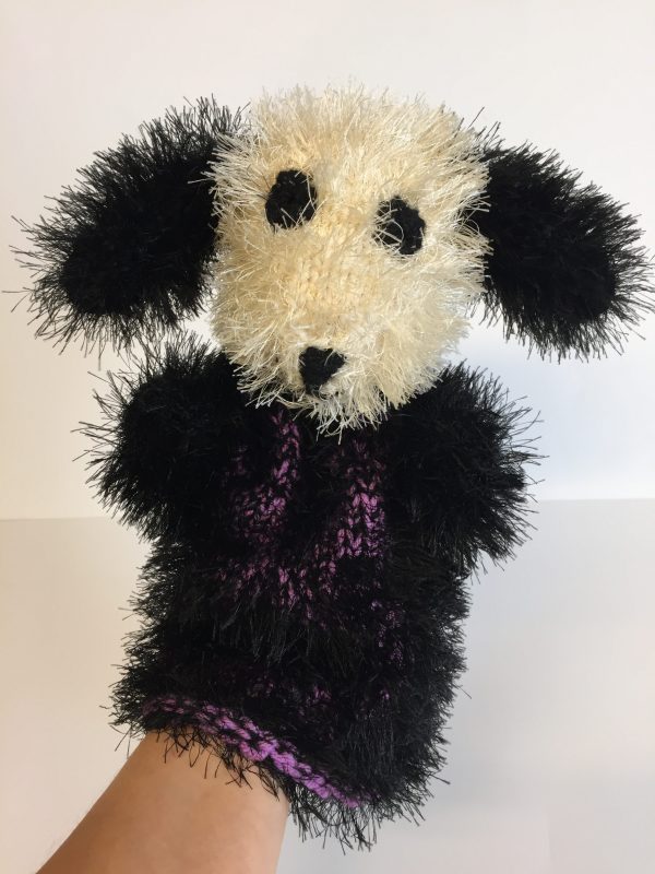 Flaschendeko Hund gestrickt Handarbeitseckle