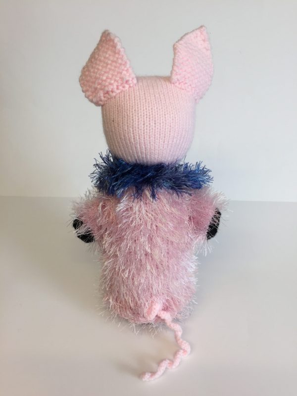 Flaschendeko Schweinchen gestrickt Handarbeitseckle