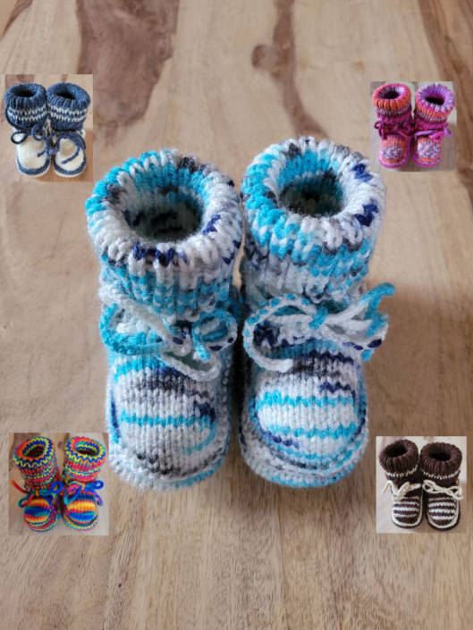 Babyschuhe Booties, handgestrickt, gestrickte Babyschuhe, Handarbeitseckle