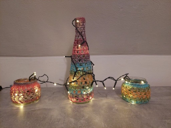 Glas Upcycling Beleuchtung Handarbeitseckle